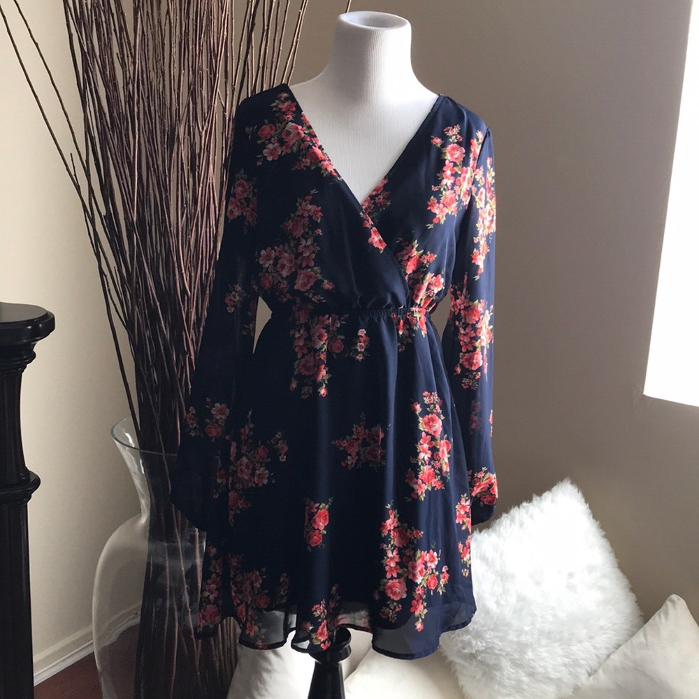 Navy Blue Floral Dress